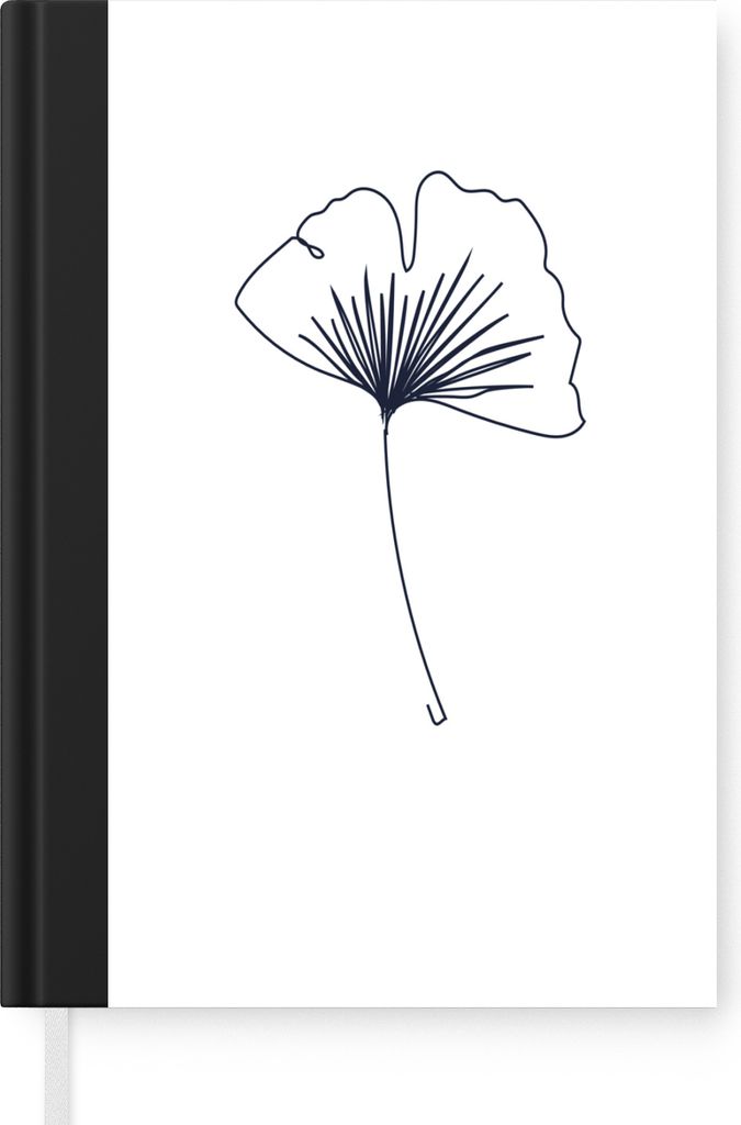 MuchoWow Notizbuch Tagebuch Haushaltsbuch Notebook A5 Blume - Botanisch - Schwarz - Weiß - Notizblock - Notizheft - Notebook - Schreibblock - Pa...
