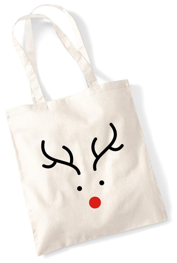 Huuraa Jutebeutel Rentier Rudolph 10 Liter Natural Baumwolle Tasche Geschenkidee