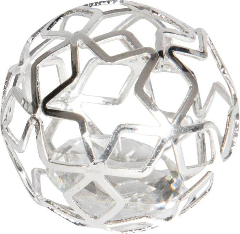 DIAMANT IM METALLGITTER. 2cm/2,8cm. KUGEL. 6 Stück. SILBER