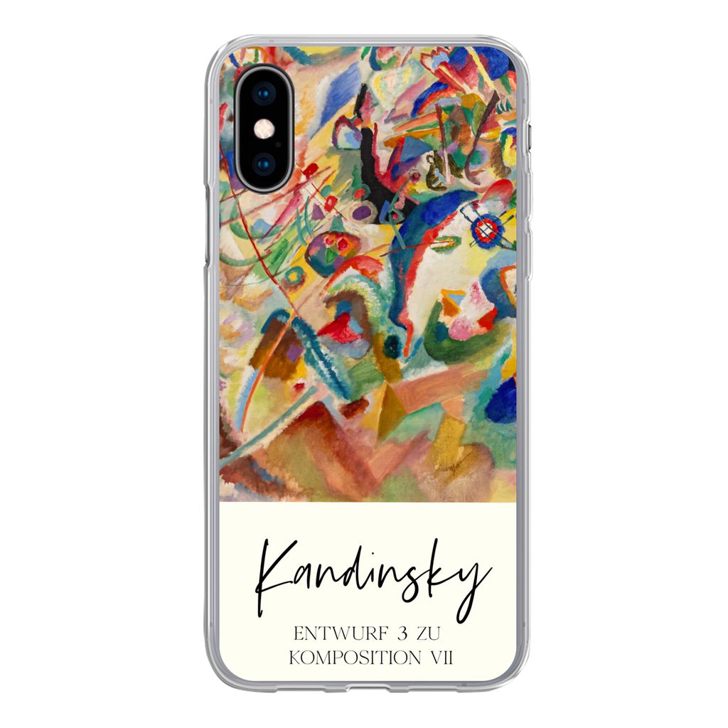 MuchoWow Handyhülle Schutzhülle Hülle für iPhone X Entwurf 3 zu komposition VII - Kandinsky - Alte Meister Silikon Softcase Handy Hülle - Ha...