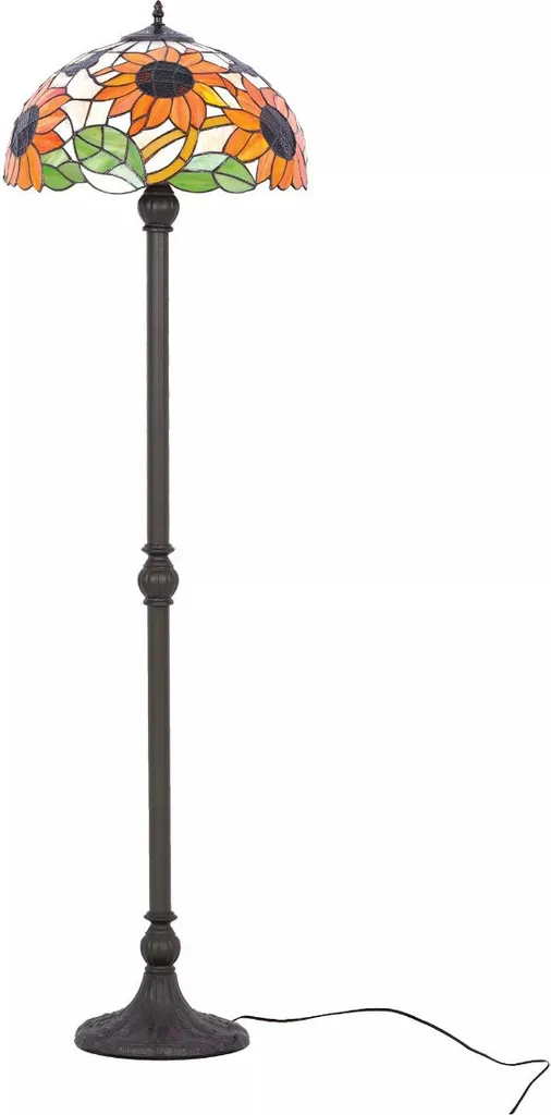 Lampadaire d'Ambiance Salon Verre Teinté Tournesol 2xE27 Kaja K-F16814