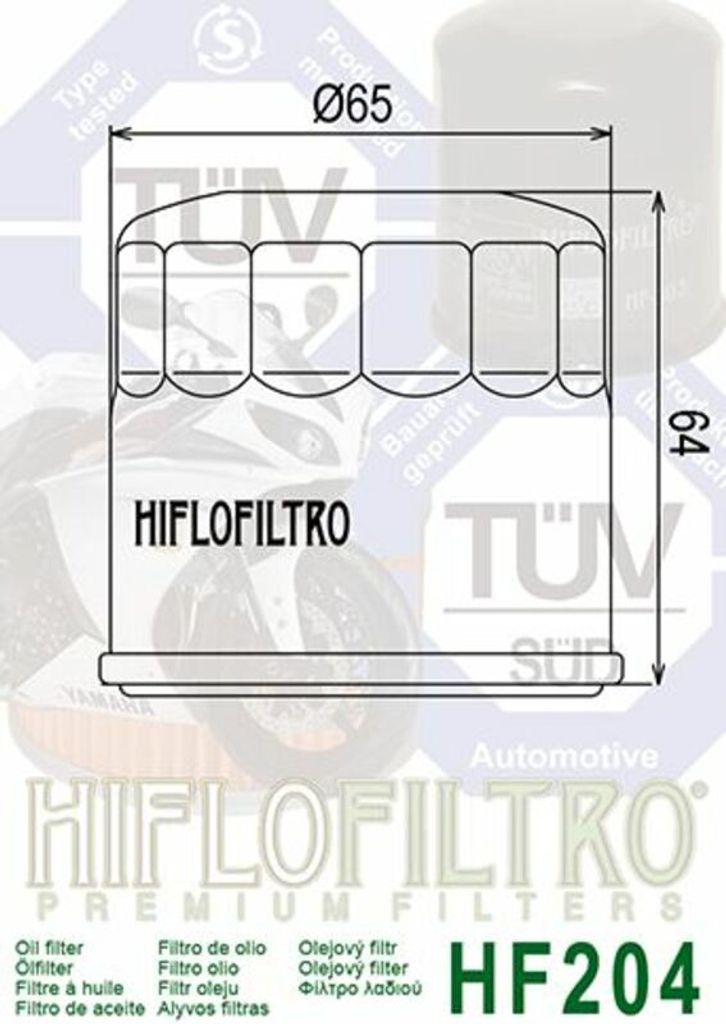 Diagram and branding for a Hiflofiltro oil filter.