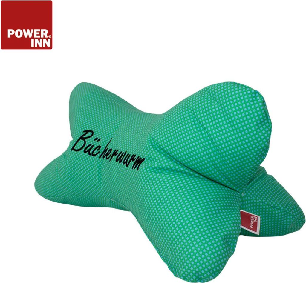 POWER INN Leseknochen | Bestickt | Türkis "Bücherwurm" | Produktbild 