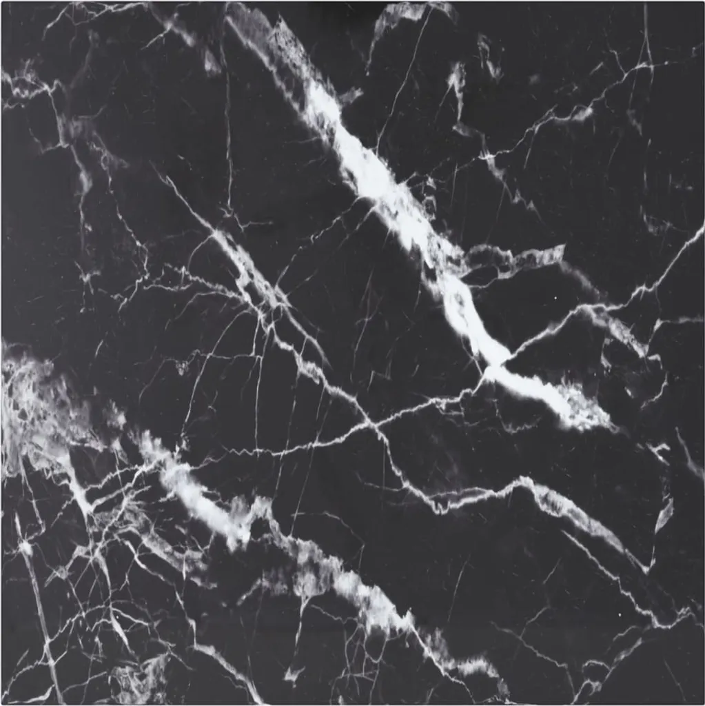 Piano del tavolo nero 80x80 cm Vetro temperato 6 mm effetto marmo