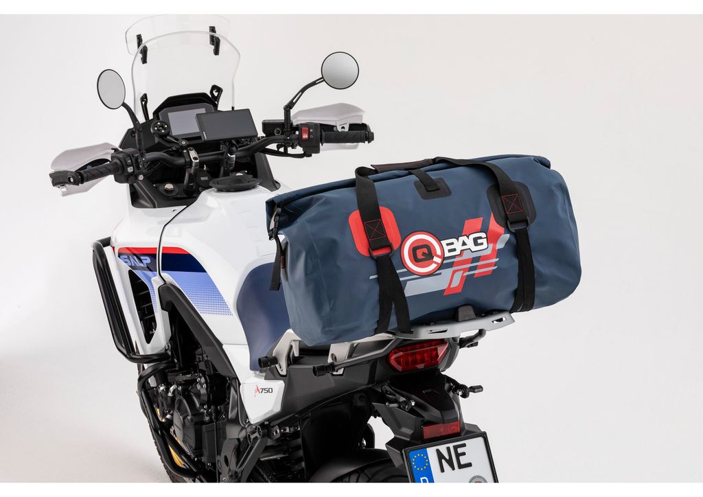 QBag DuffelBag 40L Blau Wasserdicht _ Hecktasche für Motorrad Abenteuer