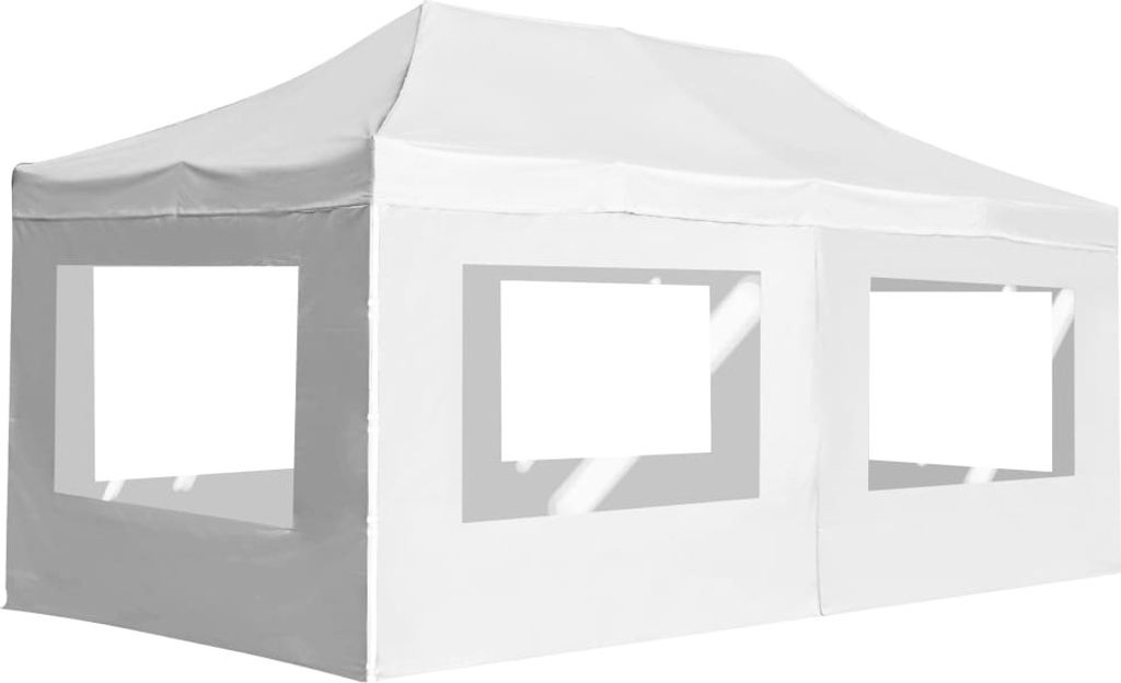 Profi-Partyzelt Faltbar mit Wänden Aluminium 6×3m Weiß