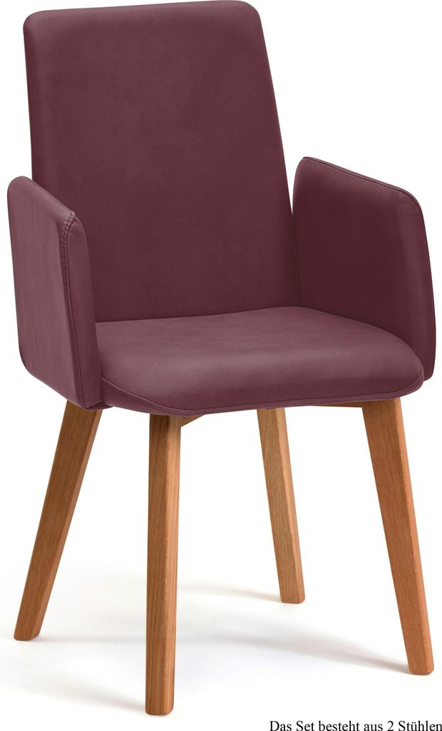 Armlehnstuhl (2er-Set) Darcie 52x92x60 Eiche geölt/Marsala