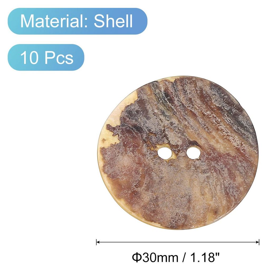 10 Stš¹ck Natš¹rliche Muschelkn?pfe, 2 Loch Perlmuttkn?pfe 30mm N?hkn?pfe N?hhandwerk Kn?pfe fš¹r Hemd N?hen DIY Handwerk Dekoration, Braun