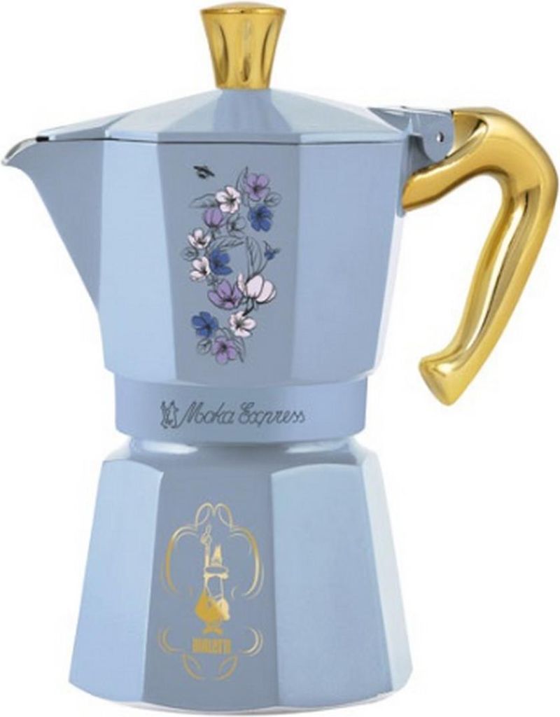 Bialetti Bridgerton Moka-Kanne Blau, Gold