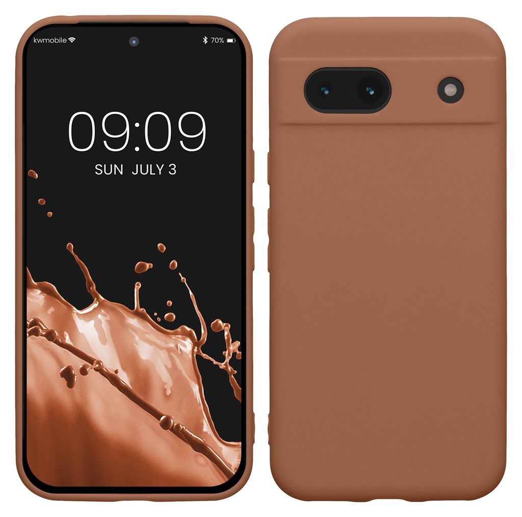 kwmobile Handyhülle für Google Pixel 8a Hülle - weiches Handy Silikon Case - Schutzhülle Cover - Mokka