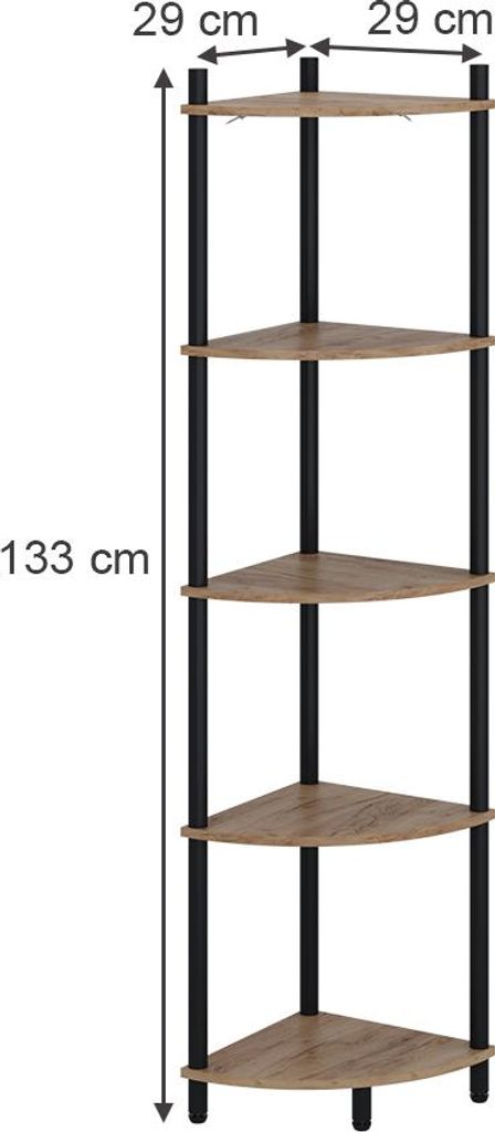 Étagère d'angle Vicco Bivio Chêne doré/anthracite 29x133cm Image du produit 