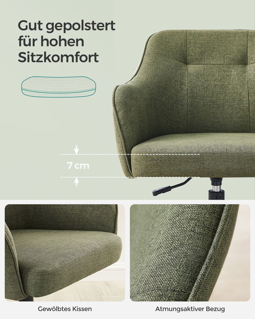 SONGMICS Schreibtischstuhl, höhenverstellbar, grün Produktbild 4