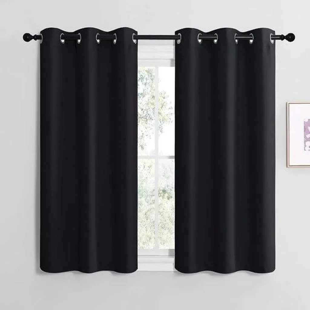 Rideaux occultants noirs 120 x 107 cm avec isolation phonique intégrée