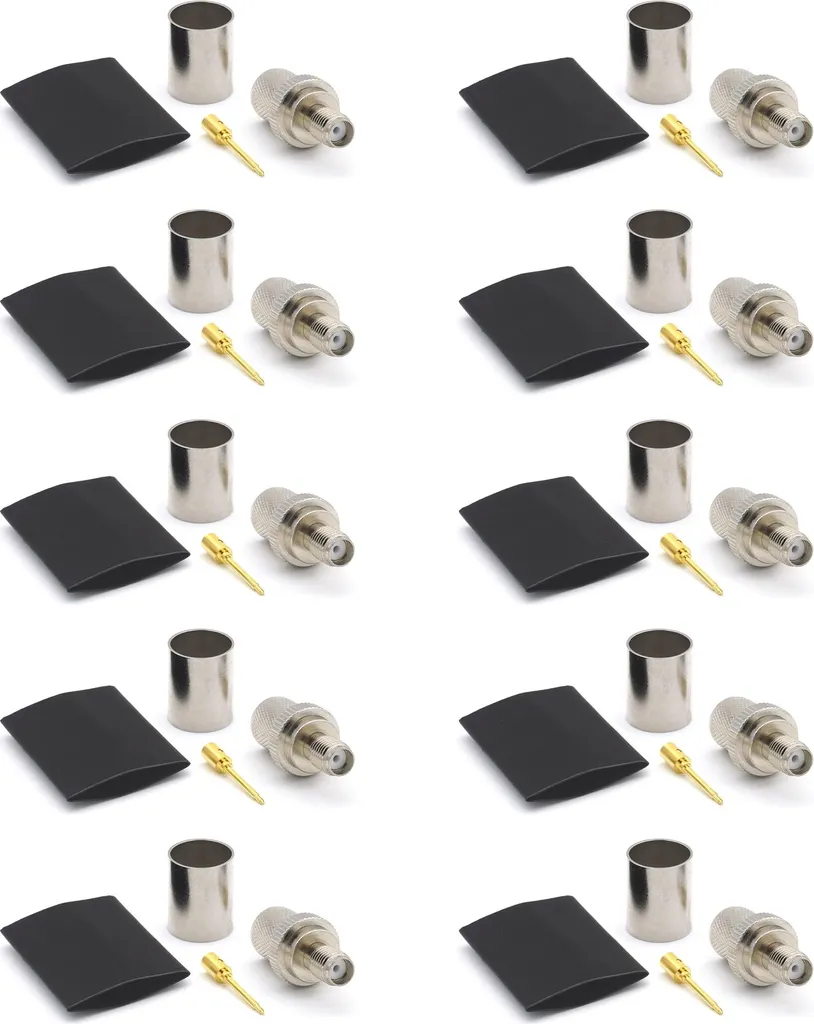 Connettore a crimpare RP-SMA per LMR400 Belden 9913 RG8, nichelato (confezione da 10)