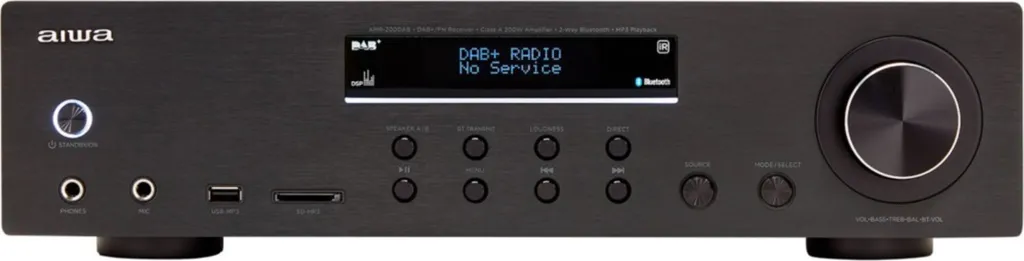 Ampli Hi-Fi Stéréo Aiwa AMR-200DAB Récepteur Radio DAB+ et Bluetooth Noir