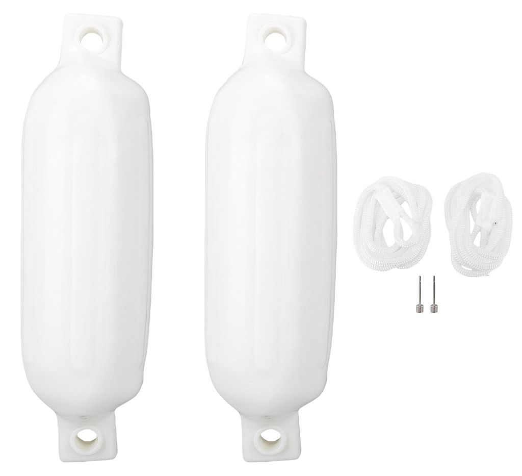Aufblasbare Bootsstoßstange, PVC, leicht, tragbar, Docking mit schwarzem Seil für Yachtschiffe, weiß