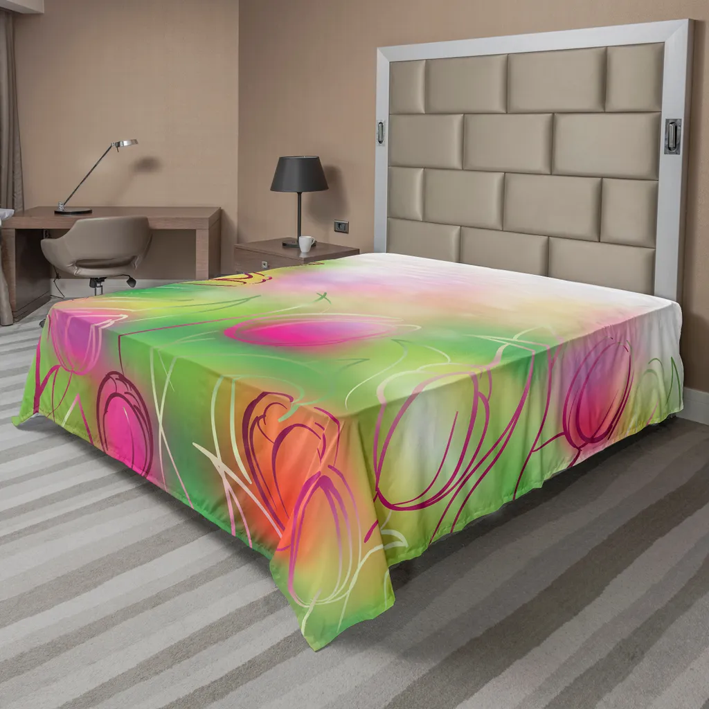 Drap plat anti-plis et doux, grand format 244x205 cm fleurs rose