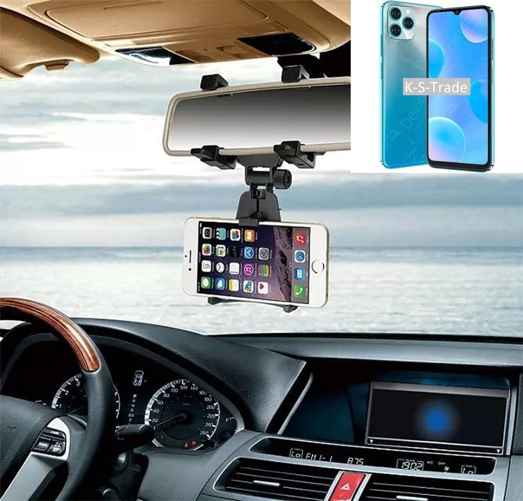 K-S-Trade Smartphone Halterung kompatibel mit Blackview A95 Rückspiegel Halterung schwarz Auto Halterung KFZ Halter