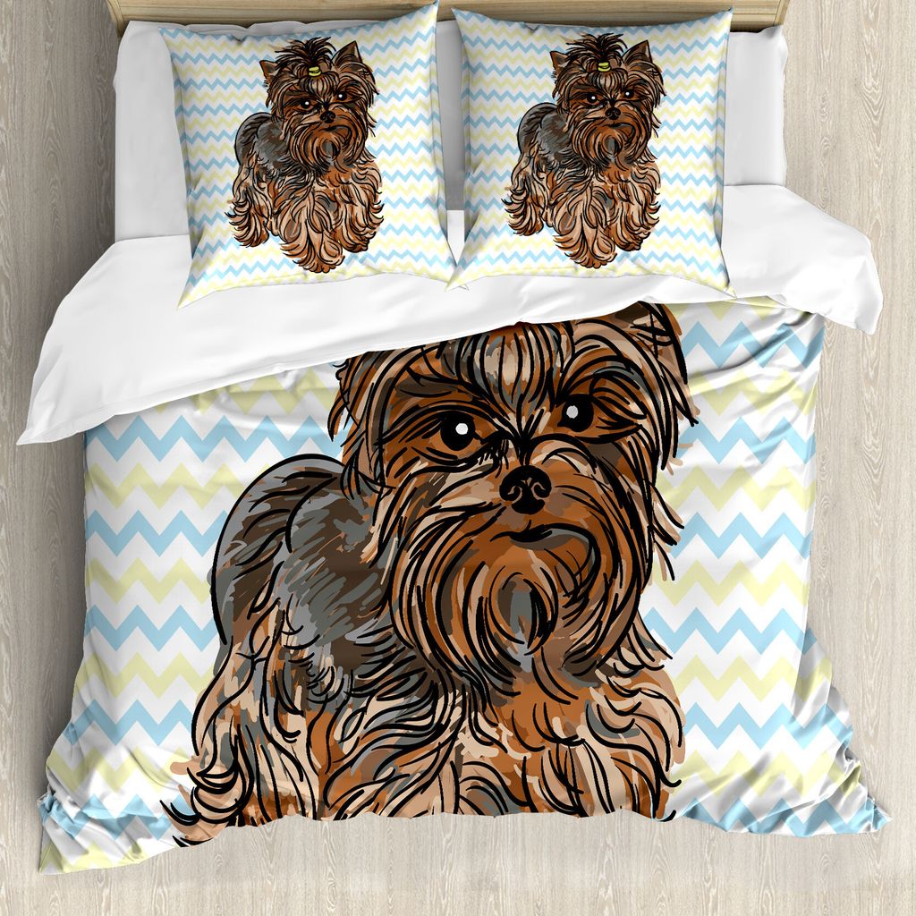 ABAKUHAUS Yorkie Bettbezug, Haar Schnalle auf Chevron, Milbensicher Allergiker geeignet mit Kissenbezügen, 200 cm x 200 cm - 80 x 80 cm, Kastanien...