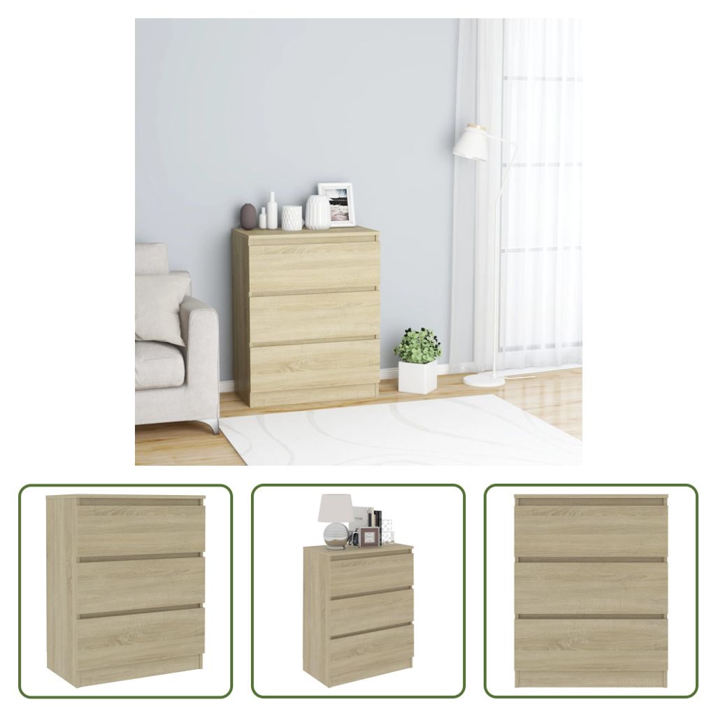 The Living Store Sideboard Sonoma-Eiche 60x35x76 cm Holzwerkstoff