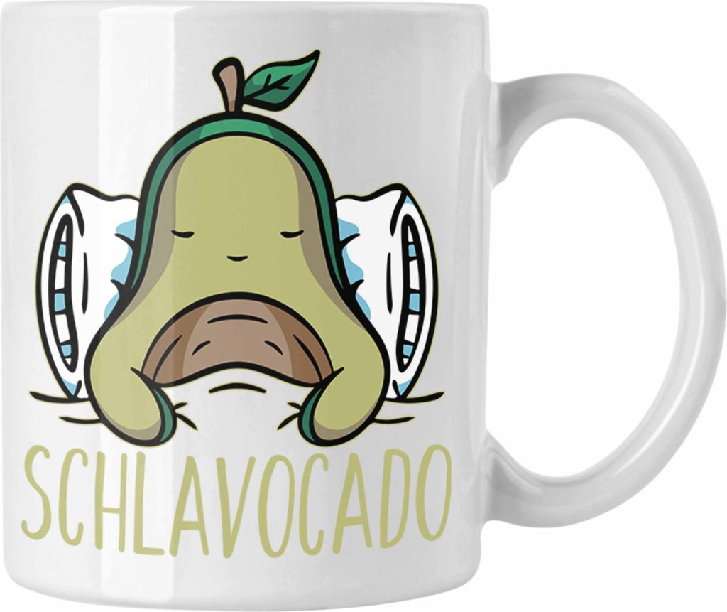Trendation - Avocado Schlaf Tasse Pyjama Geschenk Lustig Witzige Geschenkideen (Weiß)