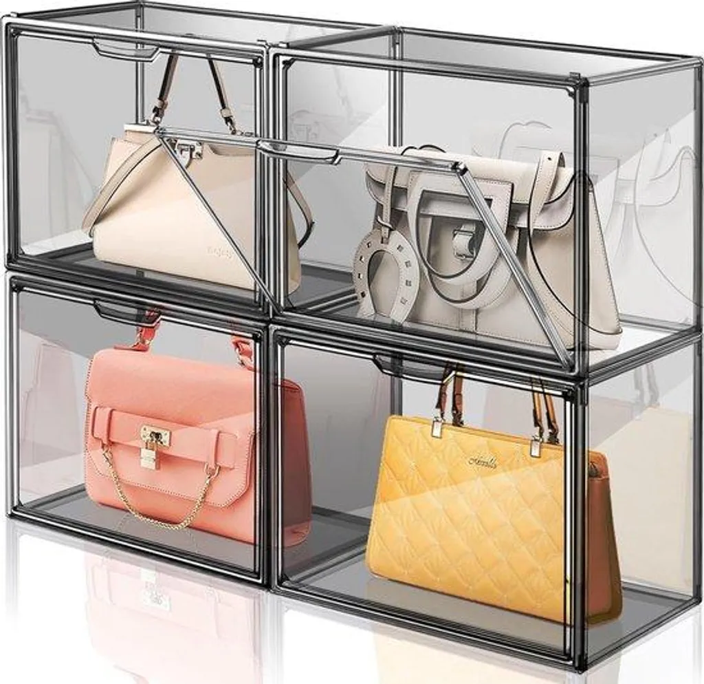 Transpapier 4 Organiseurs de Sacs à Main en Acrylique Gris pour Armoire