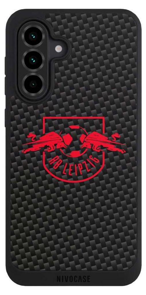 NIVOCASE Handyhülle für Samsung Galaxy A36 5G Hülle NIVOpure Case Schwarz Carbon Offizielles Lizenzprodukt RB Leipzig