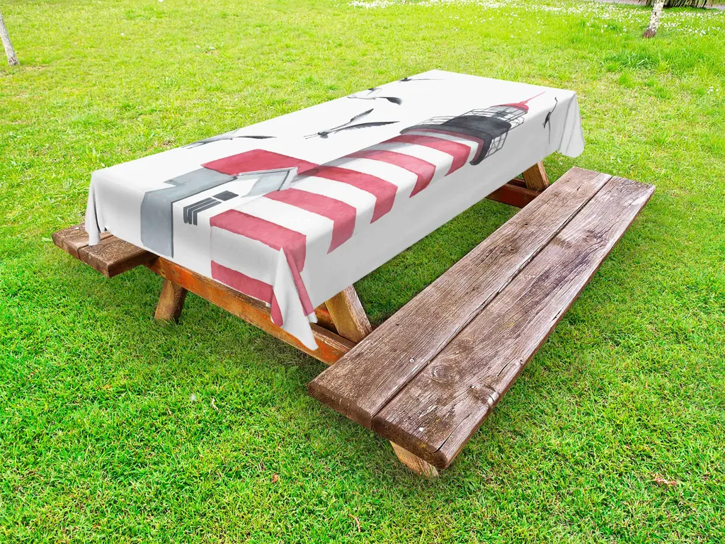 Tovaglia Design Esterno 145x210 cm ABAKUHAUS | Faro Grigio Bianco Rosso