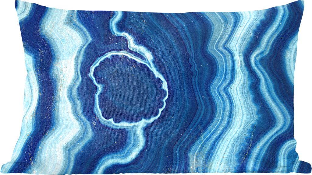 MuchoWow Zierkissen Sofakissen Wohnzimmer Dekokissen 50x30 cm Achat - Neon - Blau - Edelstein - Wohnzimmerdekoration - Polster mit Photo