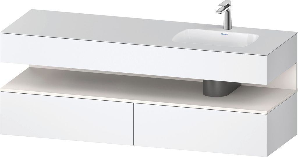 Duravit Qatego Einbauwaschtisch mit Konsolenwaschtischunterbau, 1600x550x600mm, Nische Weiß Supermatt, Becken rechts, QA4796084180010