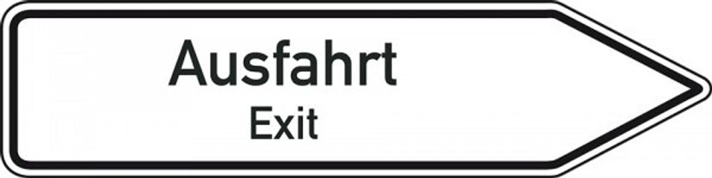 Dreifke Schild I Wegweiser Ausfahrt/Exit, 2-sprachig, rechtsweisend, Alumini...