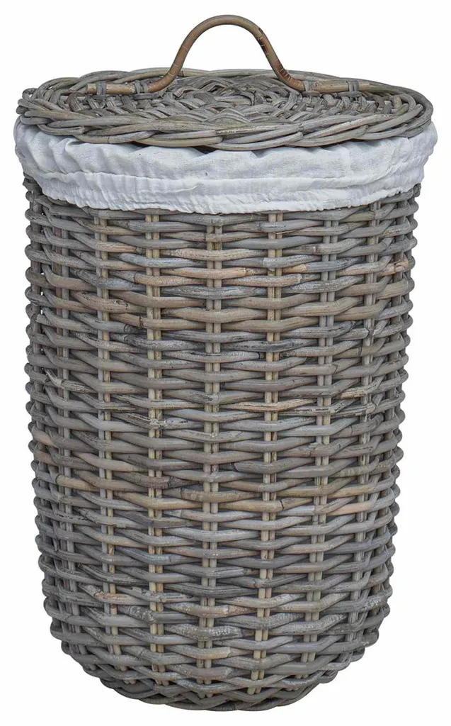 Panier à Linge en Rotin Gris Kubu vidaXL Tressé à la Main - Set de 2 Unités