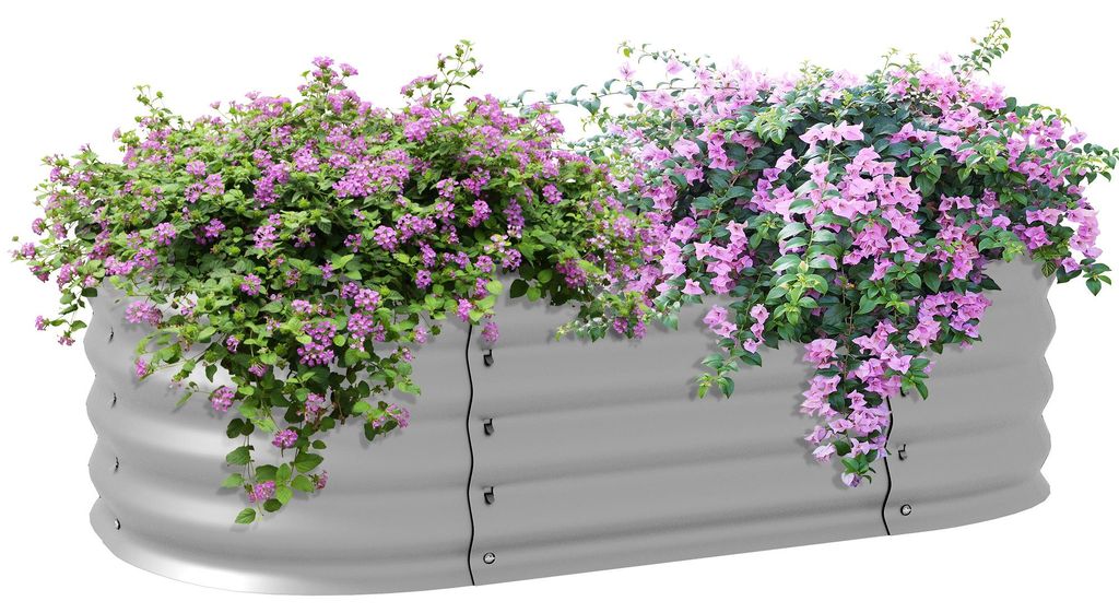 Hochbeet Pflanzenbeet Modulares Hochbett. wetterbest?ndig. offener Boden. 105 x 62 x 30 cm. Silber
