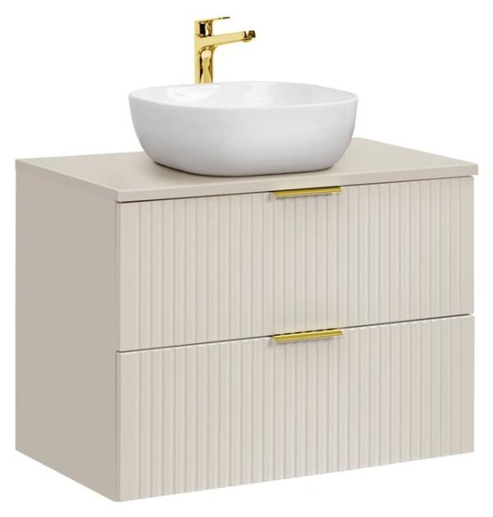 Badezimmer-Set NOXERA 80 cm – Kongo-Braun – Platte für Waschbecken + Waschbecken
