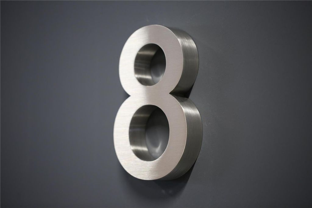 Hausnummer Premium Edelstahl in 3D Design Arial H20cmxT3cm Produktbild 