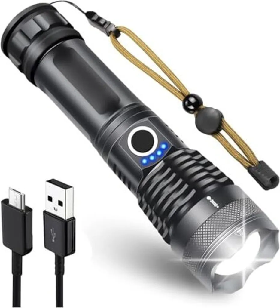 NAKCNM LED BLEHARGEABLE TOMPER, 5000 LUMENS, ESTREMA ZOOMBA, BATTERIA FORTE 5 MODI DI LUCE, IP67 WATERFORCE Torcia elettrica