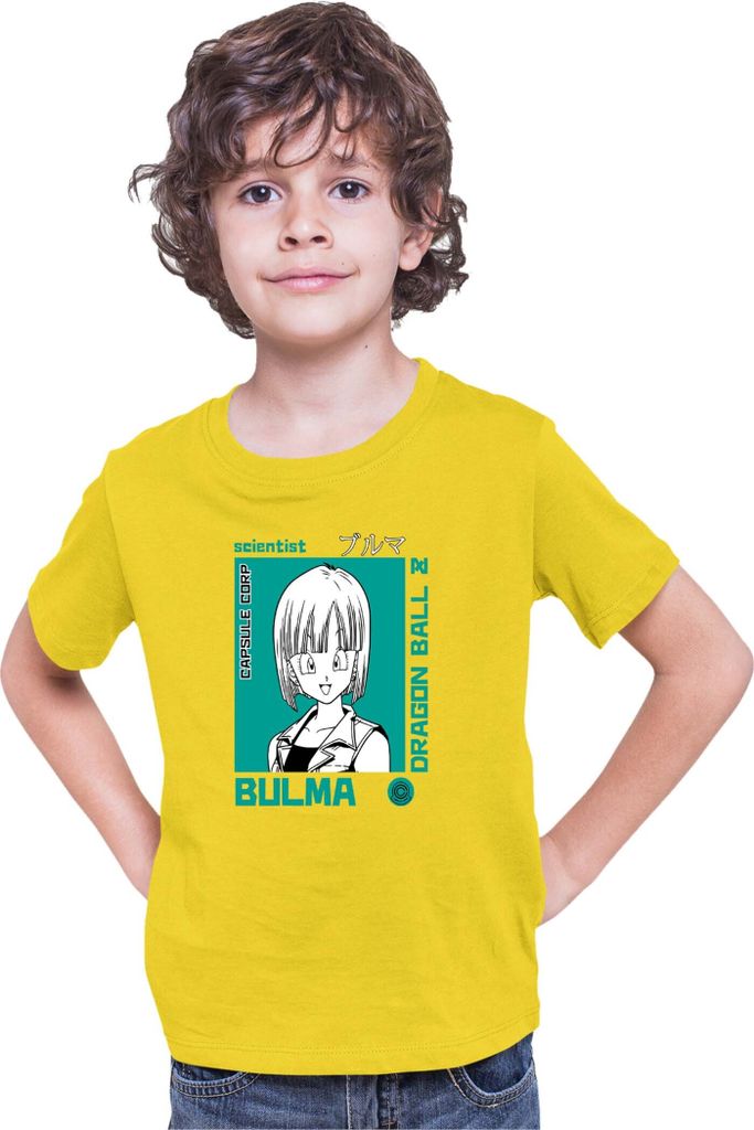 Kinder T-Shirt Dragon Anime Manga Ball Z Bulma 01, 5-6 Jahr - 116 / Gelb