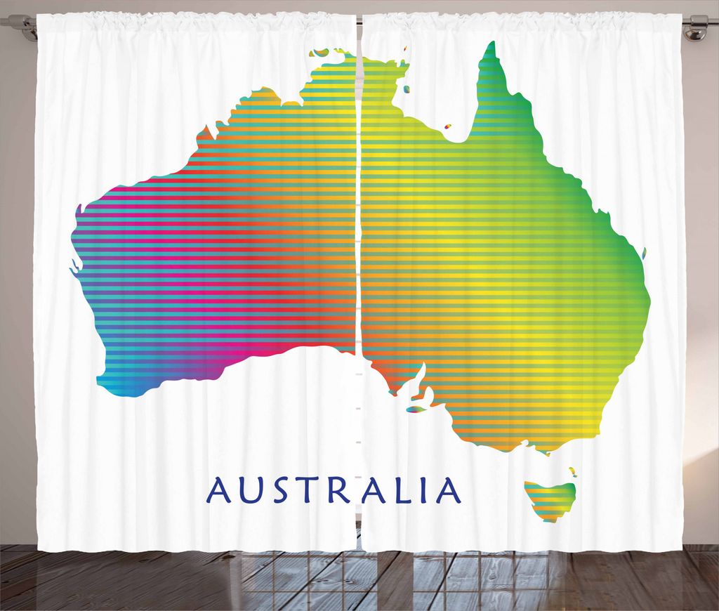 ABAKUHAUS Australian Party Rustikaler Gardine, Regenbogen-Streifen Karte, Schlafzimmer Kräuselband Vorhang mit Schlaufen und Haken, 280 x 245 cm, ...