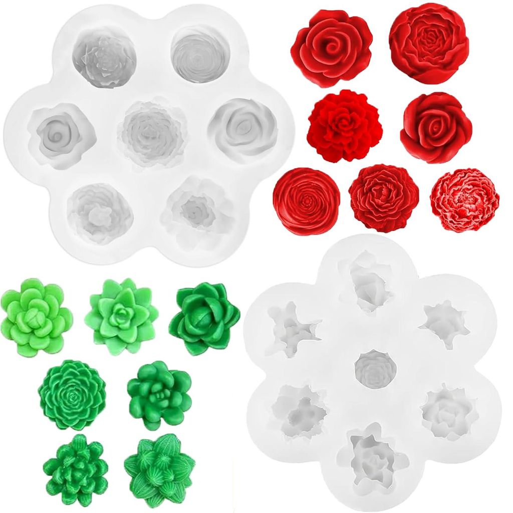 14-teiliges Silikon-Blumenformen-Set, 3D-Kerzenformen für Seife, Fondant, Schokolade, Aromatherapie und DIY-Dekoration