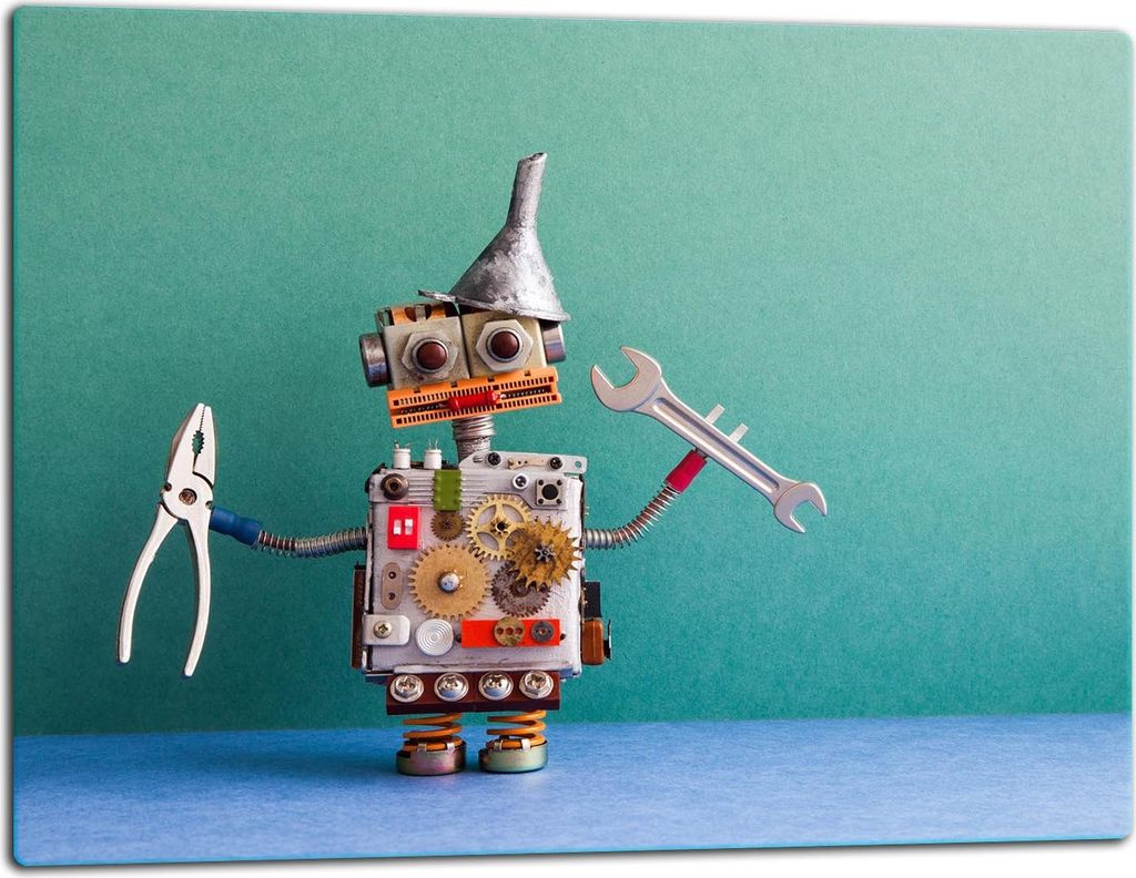 Glasschneidebrett Herdabdeckplatte Glaskeramikkochfeld Universal 52x40 cm Roboter