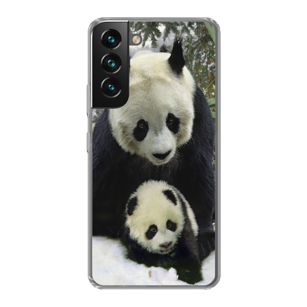 MuchoWow Handyhülle Schutzhülle Hülle für Samsung Galaxy S22 Plus Panda - Jungtier - Schnee Silikon Softcase Handy Hülle - Schutzabdeckung