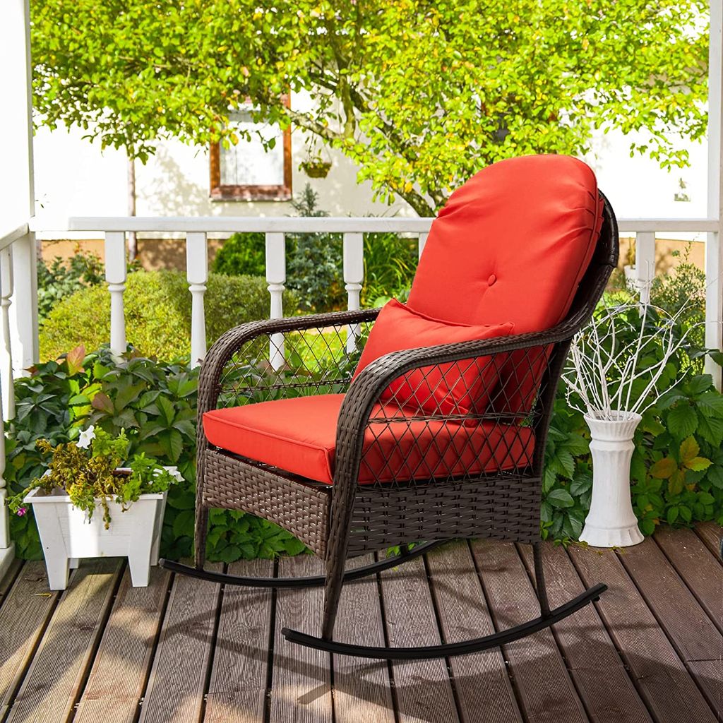 Schaukelstuhl mit Sonnenblende für Garten, Balkon oder Terrasse