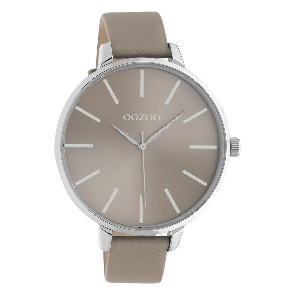 Montre femme Oozoo C10712 en cuir taupe véritable et boîtier de 48mm