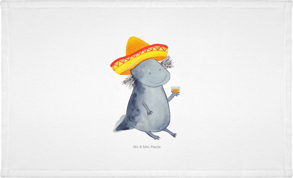 Mr. & Mrs. Panda Handtuch Axolotl Tequila - Weiß - Geschenk, Mexico, Urlaub, 100x50, Flauschtuch, trinken, 50x100, gesichtstuch, Baumwollhandtuch,...