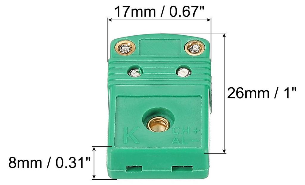 3Stk K Typ Thermoelement Draht Steckverbinder Buchse Adapter Hohe Temperatur 220¡ãC(428¡ãF) fš¹r Thermoelement Sensor Fš¹hler Grš¹n
