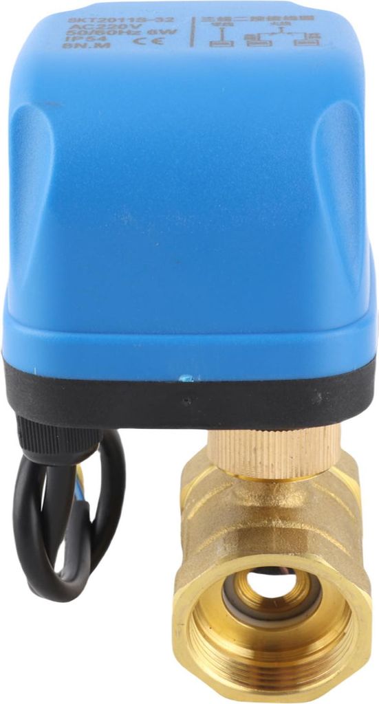 Elektrisches Kugelventil, 2-Wege, 3-adrig, 2-polig, Schutzart IP54, Synchronmotor, blau, 220 V AC