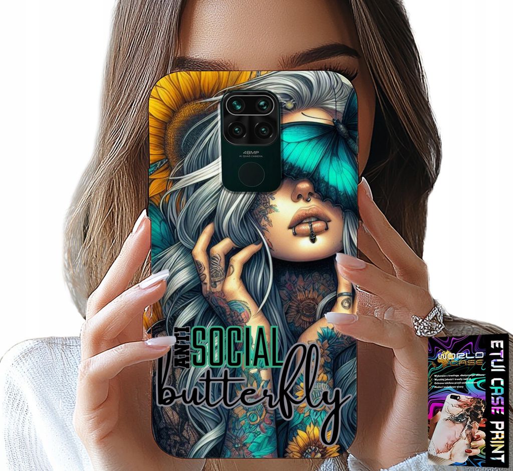 Fall Für Xiaomi Note 9 - Anti Social, Schmetterling, Schmetterling, Feminin
