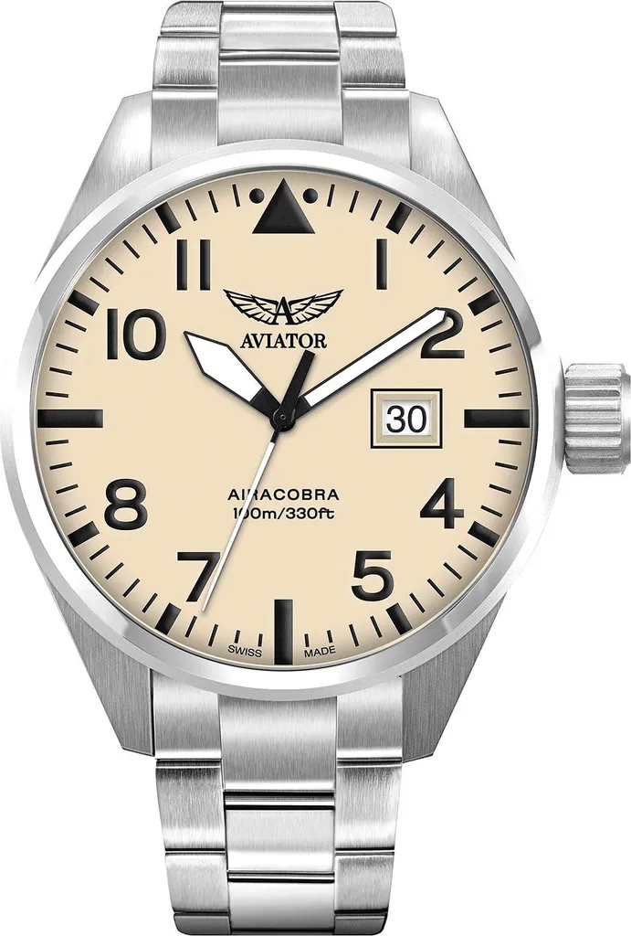 Montre Aviator argenté V.1.22.0.190.5 avec bracelet acier inoxydable