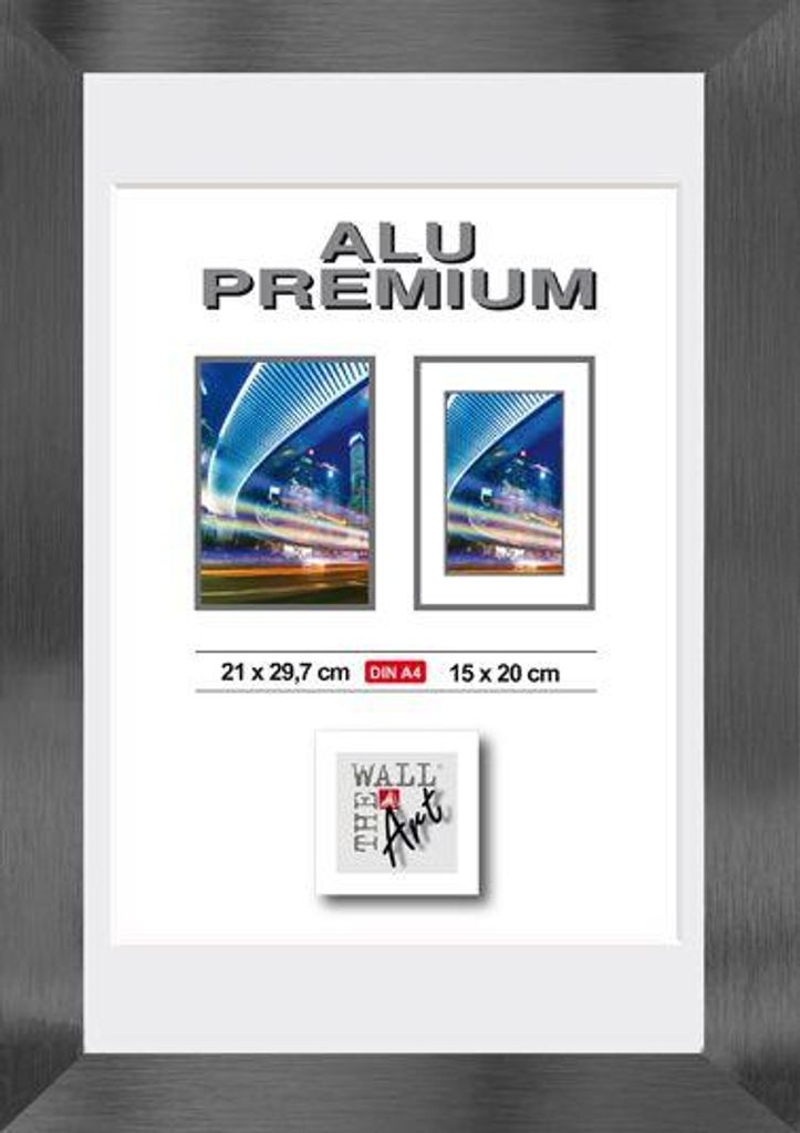 Aluminiumrahmen Quattro schwarz, 21 x 29, 7 cm