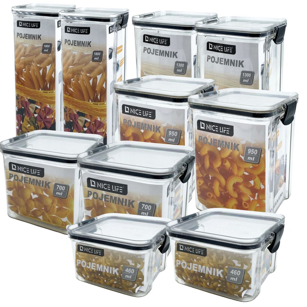 Set Lebensmittelbehälter aus Kunststoff 10 Stück.